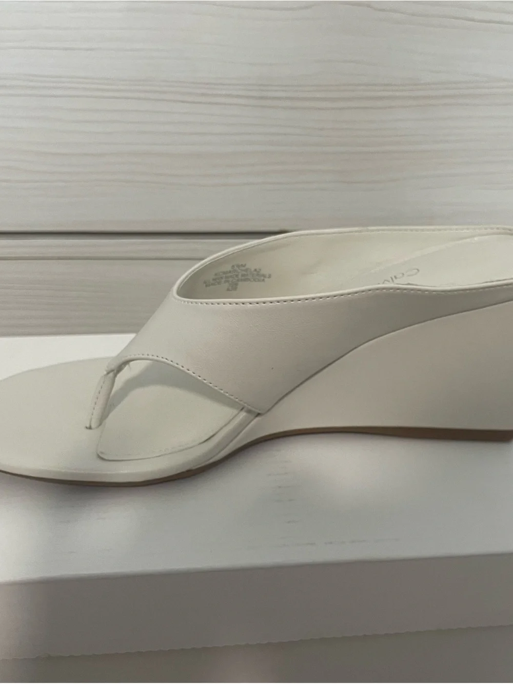 Calvin Klein Marchela Ivory Wedge Thong Sandals